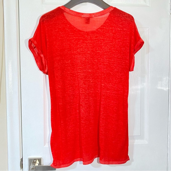 Style & Co. Red Burnout Pocket Short Sleeve Tee T-Shirt Size PXL. NWOT - Picture 5 of 5
